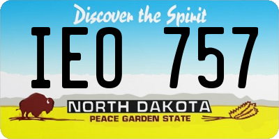 ND license plate IEO757