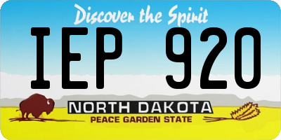 ND license plate IEP920
