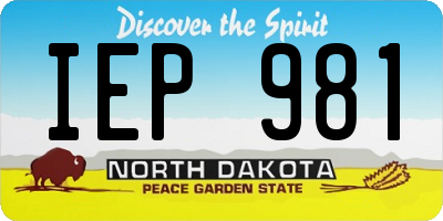 ND license plate IEP981