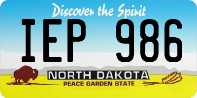 ND license plate IEP986
