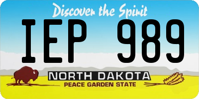 ND license plate IEP989