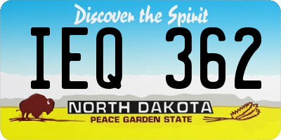 ND license plate IEQ362