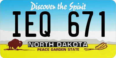 ND license plate IEQ671