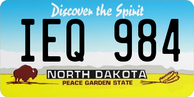 ND license plate IEQ984