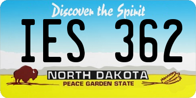 ND license plate IES362