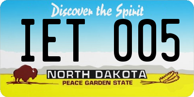 ND license plate IET005