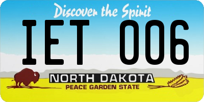 ND license plate IET006