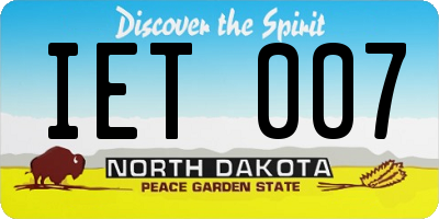 ND license plate IET007