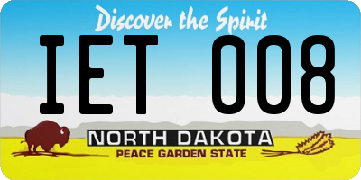 ND license plate IET008