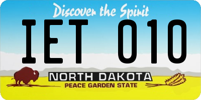 ND license plate IET010