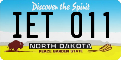 ND license plate IET011