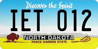 ND license plate IET012