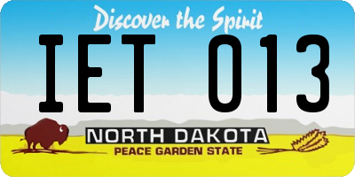 ND license plate IET013