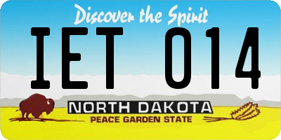 ND license plate IET014