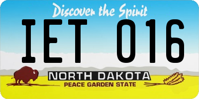 ND license plate IET016