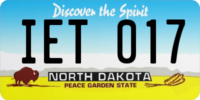 ND license plate IET017