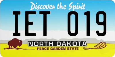 ND license plate IET019