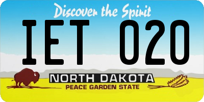 ND license plate IET020