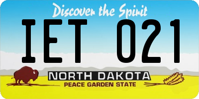 ND license plate IET021