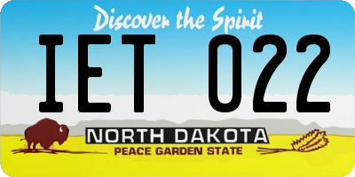 ND license plate IET022