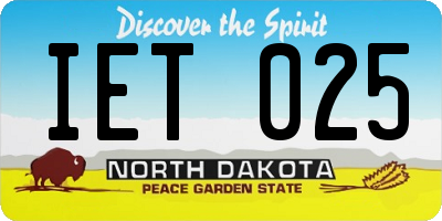 ND license plate IET025