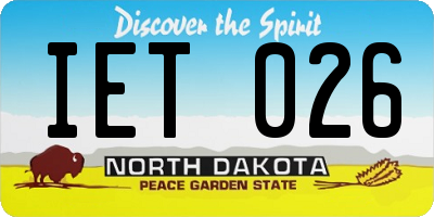 ND license plate IET026