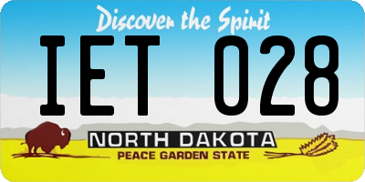 ND license plate IET028