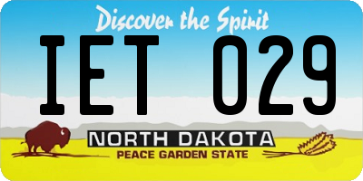 ND license plate IET029