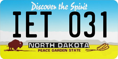 ND license plate IET031