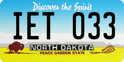 ND license plate IET033