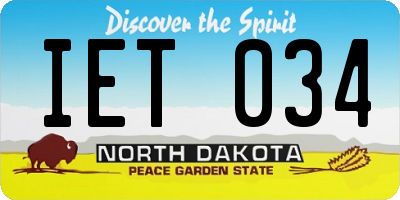 ND license plate IET034