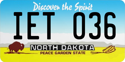 ND license plate IET036