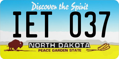 ND license plate IET037