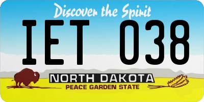 ND license plate IET038