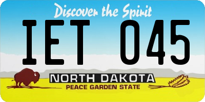 ND license plate IET045