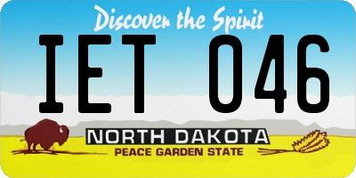 ND license plate IET046