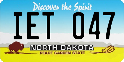 ND license plate IET047
