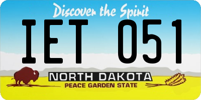 ND license plate IET051