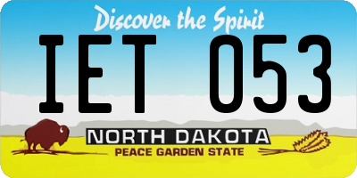 ND license plate IET053