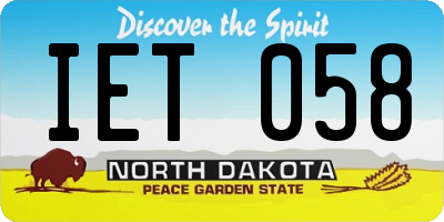 ND license plate IET058