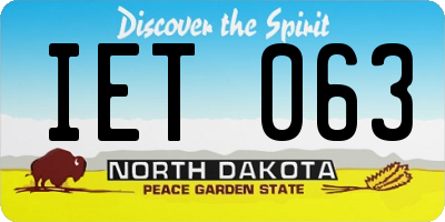 ND license plate IET063