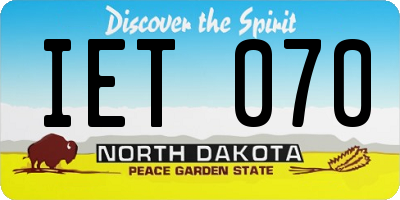 ND license plate IET070