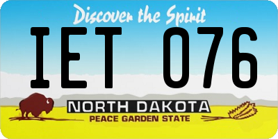 ND license plate IET076