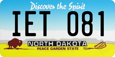 ND license plate IET081
