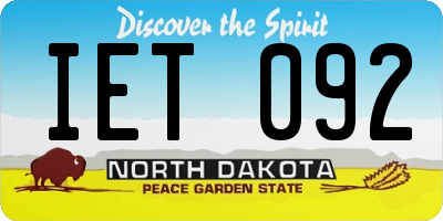 ND license plate IET092
