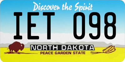 ND license plate IET098