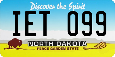 ND license plate IET099