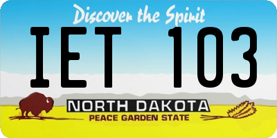 ND license plate IET103