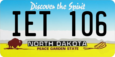 ND license plate IET106