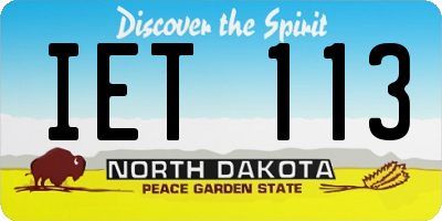 ND license plate IET113